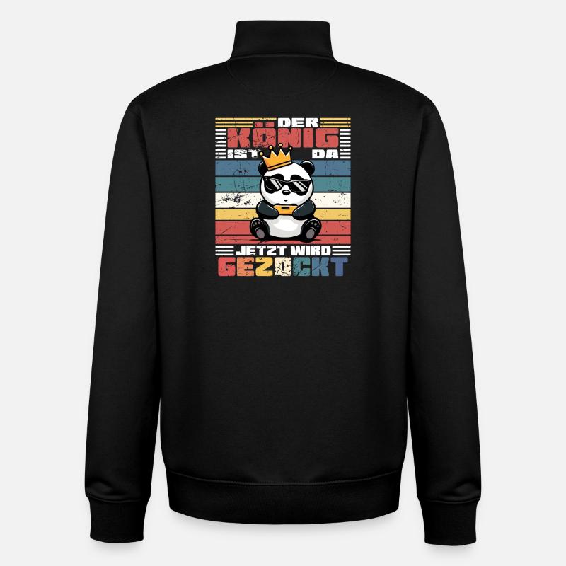 King Gamer - Panda - Sweat zippé unisexe en coton bio Stanley/Stella - noir