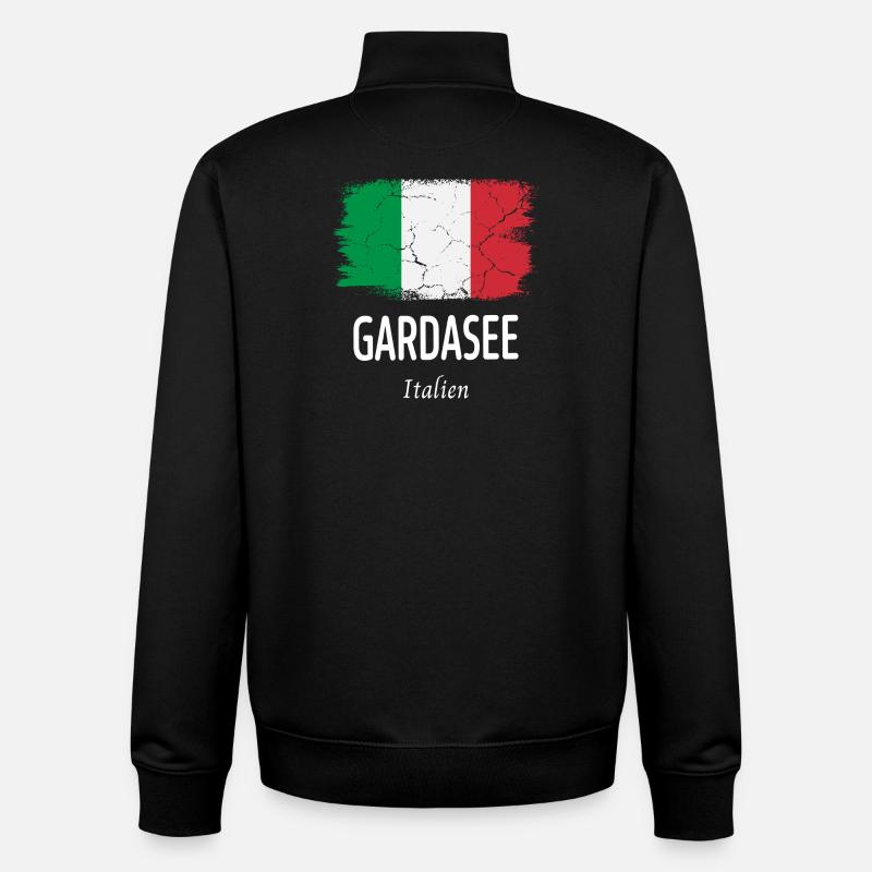 Lac de Garde - Sweat zippé unisexe en coton bio Stanley/Stella - noir