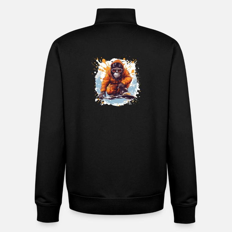 Affe Snowboard - Unisex Organic Zip Sweatshirt von Stanley/Stella - Schwarz
