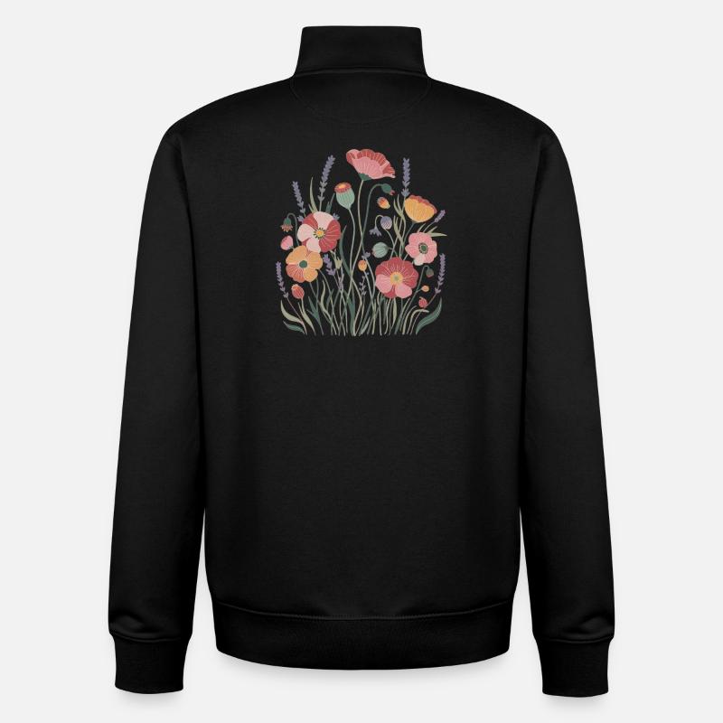 Boho Wildflowers – Blooming Harmony - Unisex Organic Zip Sweatshirt by Stanley/Stella - black