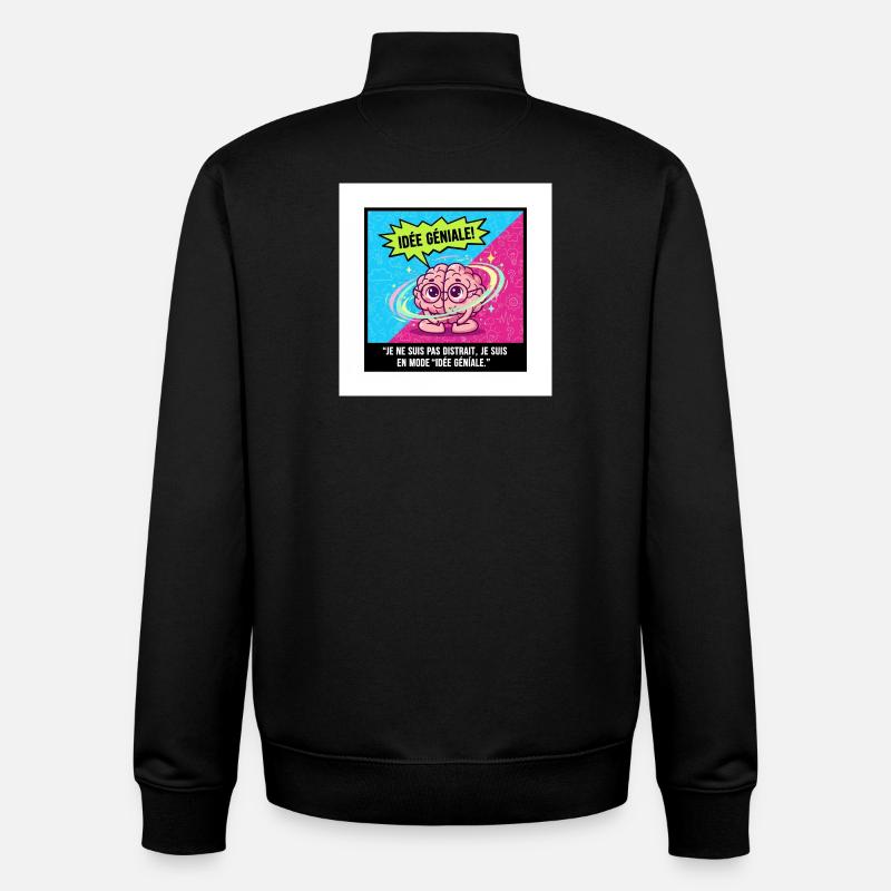Awesome Idea Brain Pop - Unisex Organic Zip Sweatshirt by Stanley/Stella - black