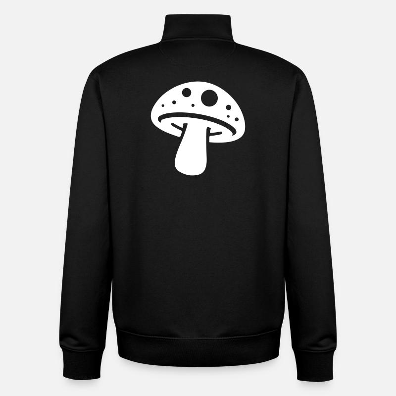 Icône de champignon - Sweat zippé unisexe en coton bio Stanley/Stella - noir