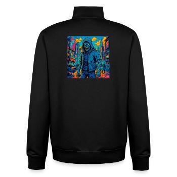 Nightfall Virus – Cyberpunk Zombie Rebellion - Unisex Organic Zip Sweatshirt von Stanley/Stella - Schwarz - Hinten - AI Model Male 185 light (185cm)