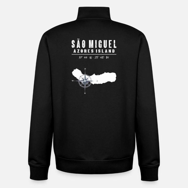 São Miguel Açores Boussole Rétro - Sweat zippé unisexe en coton bio Stanley/Stella - noir