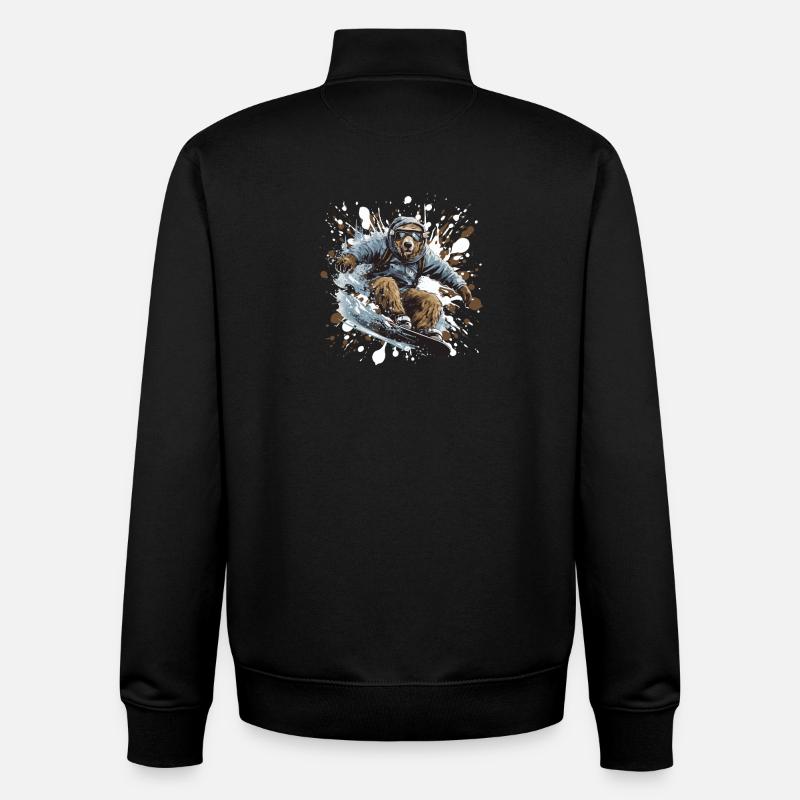 Bär Snowboard - Unisex Organic Zip Sweatshirt von Stanley/Stella - Schwarz