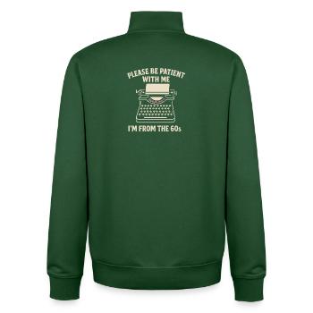 Funny Vintage 60s T-Shirt Birthday Gift - Unisex Organic Zip Sweatshirt by Stanley/Stella - bottle green - Back - AI Model Male 185 dark (185cm)