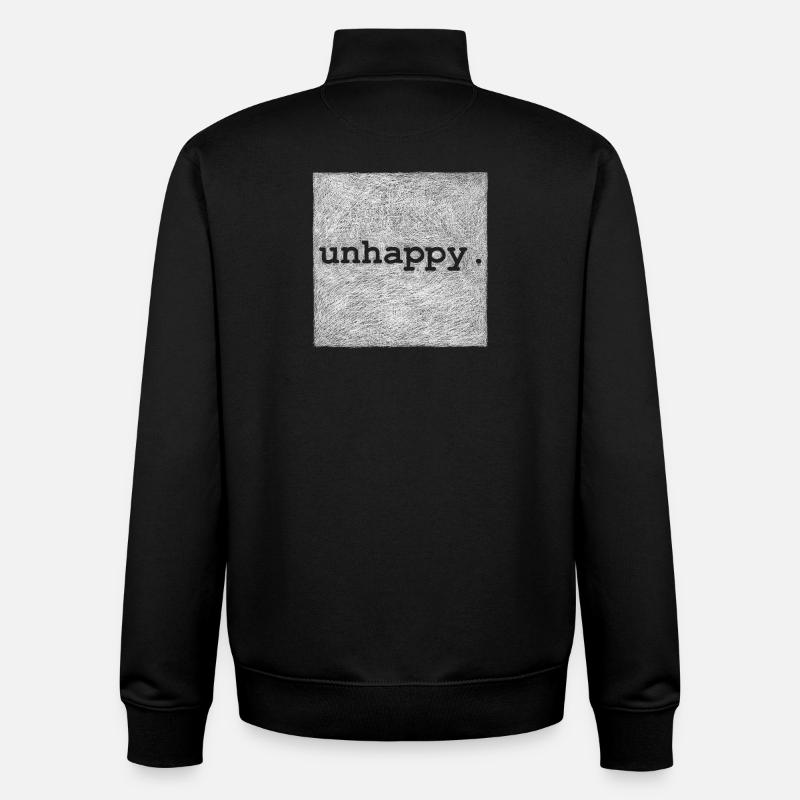 unhappy - White version - Unisex Organic Zip Sweatshirt by Stanley/Stella - black