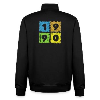 35. Geburtstag Farbige Patches since 11/1990 - Unisex Organic Zip Sweatshirt by Stanley/Stella - black - Back - AI Model Male 185 light (185cm)