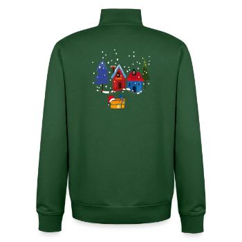 Winterliche Häuser mit Schnee - Unisex Organic Zip Sweatshirt von Stanley/Stella - Flaschengrün - Hinten - AI Model Male 185 dark (185cm)