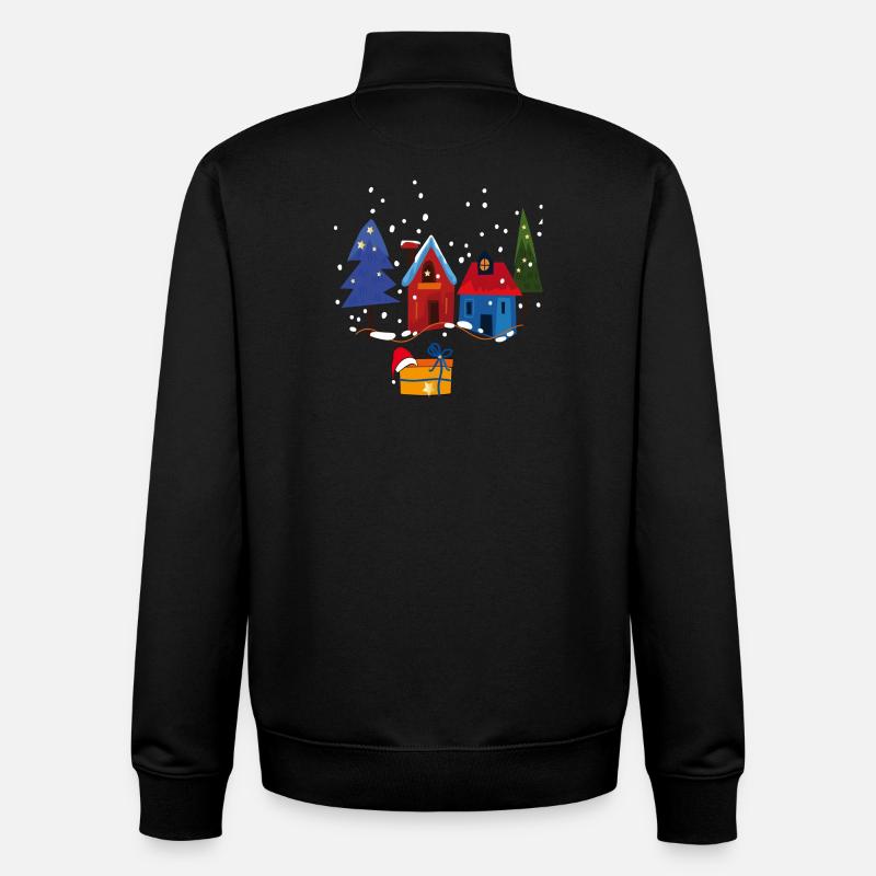 Maisons d’hiver avec de la neige - Sweat zippé unisexe en coton bio Stanley/Stella - noir