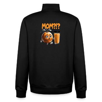 Mom?!? Fun Orange Juice Dialogue - Unisex Organic Zip Sweatshirt by Stanley/Stella - black - Back - AI Model Male 185 light (185cm)