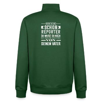 Profession Expérience de travail Journaliste d’enquête - Sweat zippé unisexe en coton bio Stanley/Stella - vert bouteille - Dos - AI Model Male 185 dark (185cm)