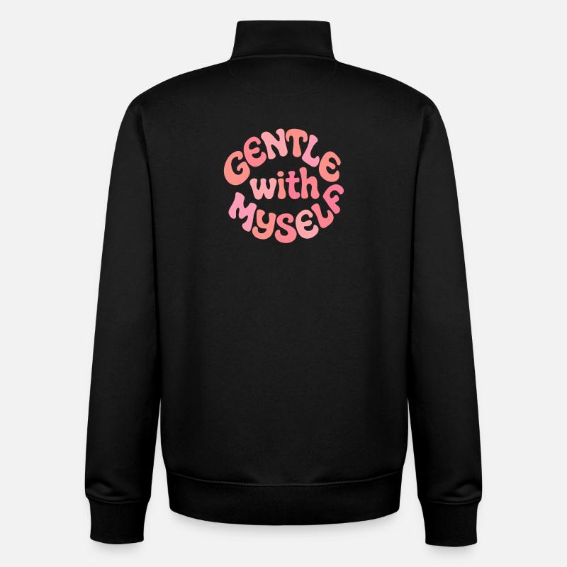 Doux avec moi-même, Design positif - Sweat zippé unisexe en coton bio Stanley/Stella - noir
