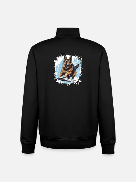 German Shepherd Dog Snowboard - Unisex Organic Zip Sweatshirt by Stanley/Stella - black