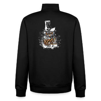 Halloween Eule mit Hexenhut und BOO Schriftzug - Unisex Organic Zip Sweatshirt von Stanley/Stella - Schwarz - Hinten - AI Model Male 185 light (185cm)