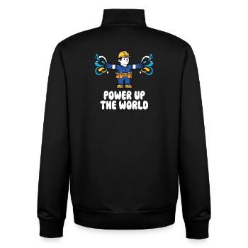 Power Up Die Welt Arbeiter - Unisex Organic Zip Sweatshirt von Stanley/Stella - Schwarz - Hinten - AI Model Male 185 light (185cm)