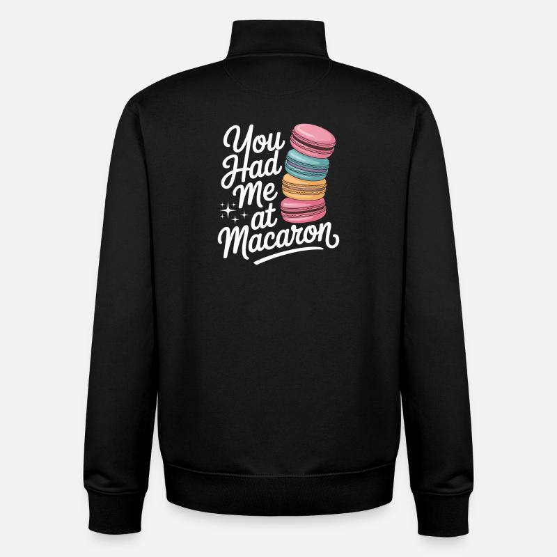 Macaron Desserts Français - Sweat zippé unisexe en coton bio Stanley/Stella - noir