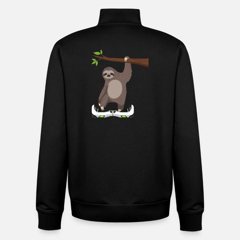 Sloth Chilling Hoverboard Cartoon Technique Same - Unisex Organic Zip Sweatshirt by Stanley/Stella - black
