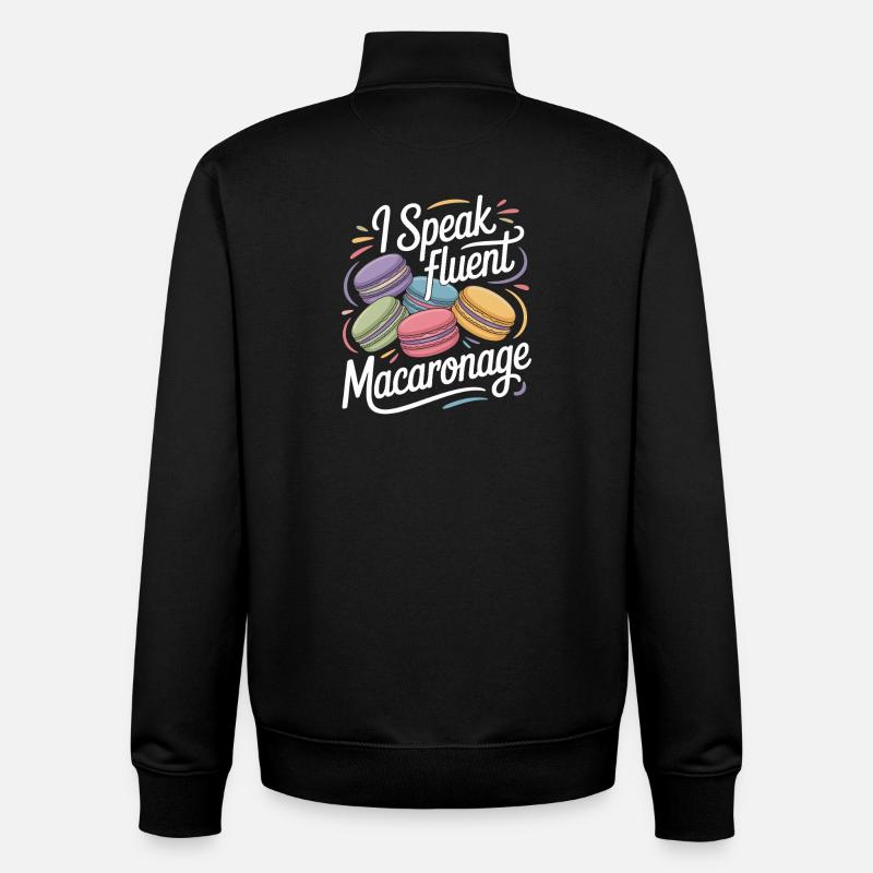 Macaron Desserts Français - Sweat zippé unisexe en coton bio Stanley/Stella - noir