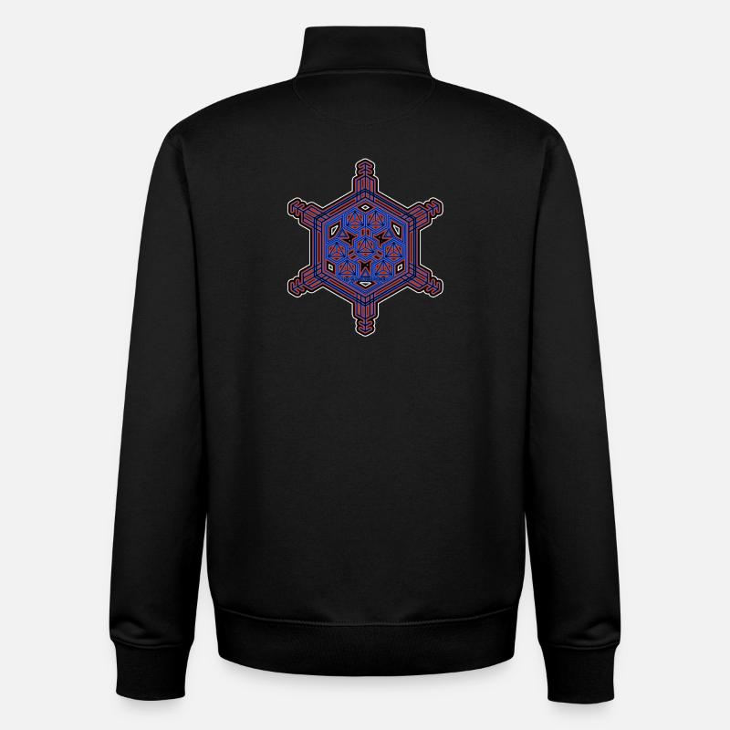 Expérience d’évolution fractale Motif hexagone étoile - Sweat zippé unisexe en coton bio Stanley/Stella - noir