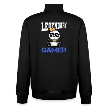 Panda couronne et manette - gamen - Sweat zippé unisexe en coton bio Stanley/Stella - noir - Dos - AI Model Male 185 light (185cm)
