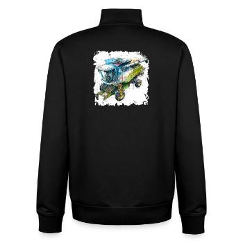 Farbige Blueprint Dreschmaschine, CAD-Design - Unisex Organic Zip Sweatshirt von Stanley/Stella - Schwarz - Hinten - AI Model Male 185 light (185cm)