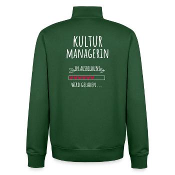 Cultural Manager Student Profession Education Culture - Unisex Organic Zip Sweatshirt by Stanley/Stella - bottle green - Back - AI Model Male 185 dark (185cm)