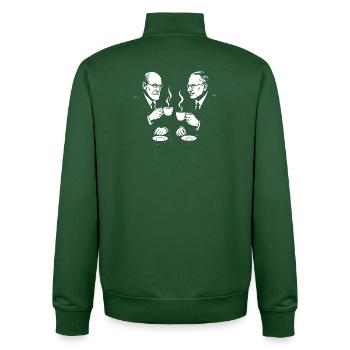 Sigmund Freud and Carl Jung drinking coffee - Unisex Organic Zip Sweatshirt by Stanley/Stella - bottle green - Back - AI Model Male 185 dark (185cm)