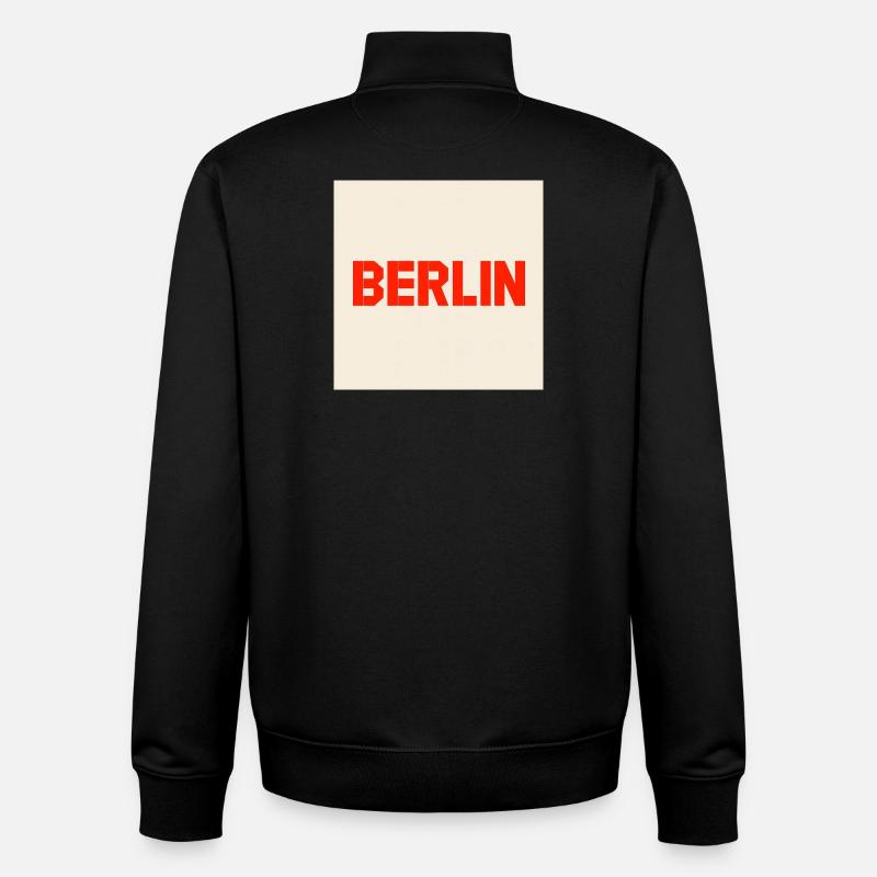 Berlin Bold Block Text - Unisex Organic Zip Sweatshirt by Stanley/Stella - black
