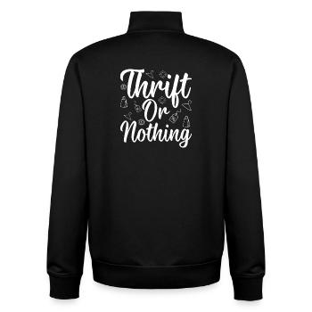 Thrift Shop Thrift Or Nothing Love Thrifting - Unisex Organic Zip Sweatshirt von Stanley/Stella - Schwarz - Hinten - AI Model Male 185 light (185cm)
