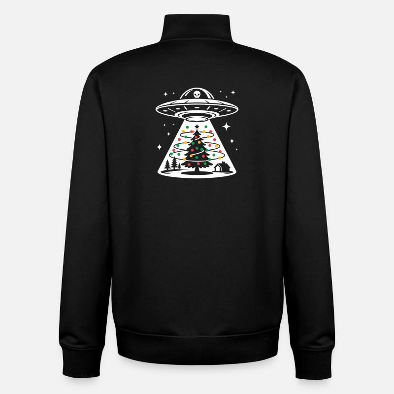 UFO Christmas Tree Light Beam - Unisex Organic Zip Sweatshirt by Stanley/Stella - black