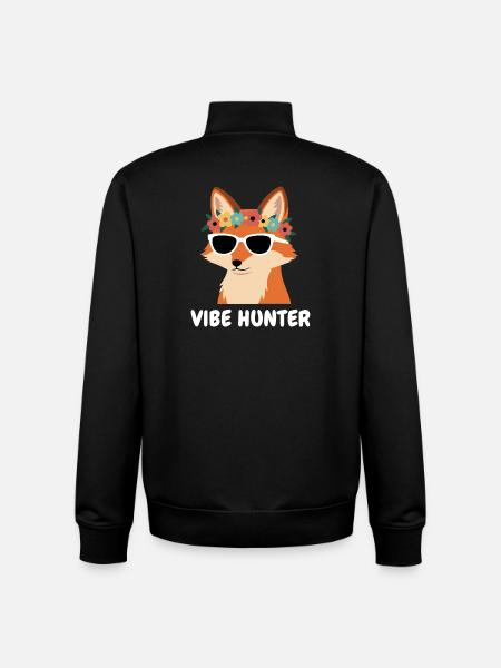 Vibe Hunter Fuchs mit Blumenkranz - Unisex Organic Zip Sweatshirt von Stanley/Stella - Schwarz