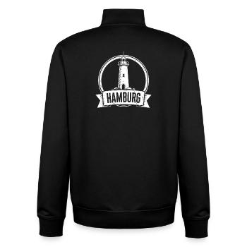 Phare de Hambourg - Sweat zippé unisexe en coton bio Stanley/Stella - noir - Dos - AI Model Male 185 light (185cm)