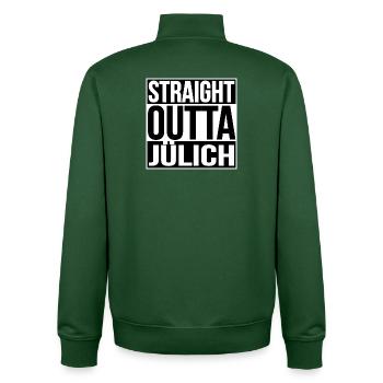 Straight Outta Jülich - Unisex Organic Zip Sweatshirt von Stanley/Stella - Flaschengrün - Hinten - AI Model Male 185 dark (185cm)
