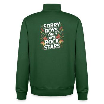 Festival Sorry Boys I Only Date Rock Stars Groupie - Unisex Organic Zip Sweatshirt by Stanley/Stella - bottle green - Back - AI Model Male 185 dark (185cm)