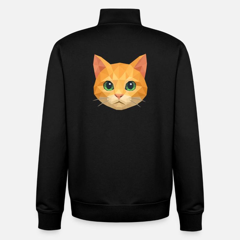 Polygon Cat – Conception géométrique de chat - Sweat zippé unisexe en coton bio Stanley/Stella - noir