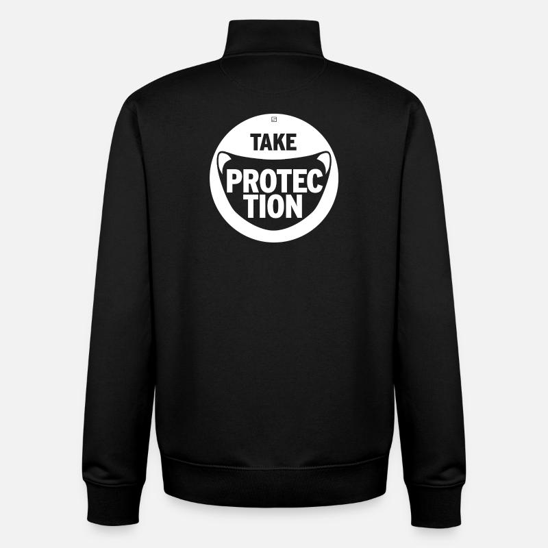 PRENDRE UNE PROTECTION - Sweat zippé unisexe en coton bio Stanley/Stella - noir
