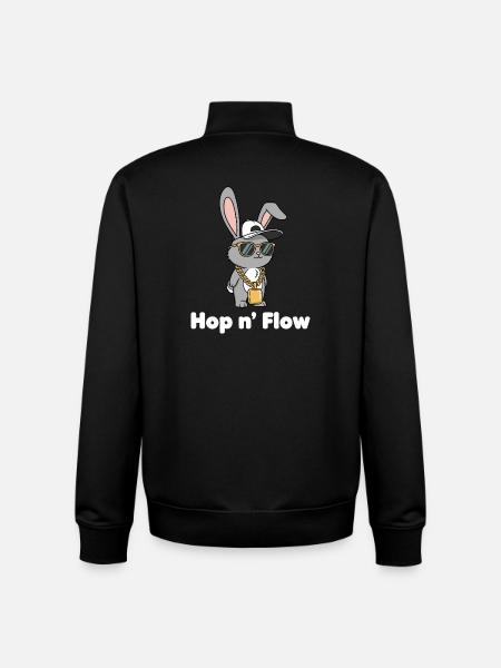 Hop n' Flow bunny with chain - Unisex Organic Zip Sweatshirt by Stanley/Stella - black