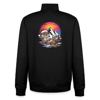 Santa lustiges Weihnachtachten mit Spruch - Unisex Organic Zip Sweatshirt von Stanley/Stella - Schwarz - Hinten - AI Model Male 185 light (185cm)