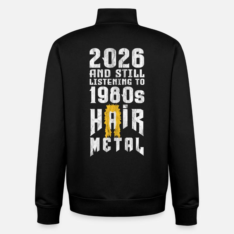 Cheveux Métal 2026 - Sweat zippé unisexe en coton bio Stanley/Stella - noir