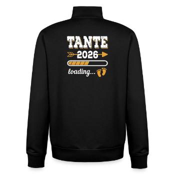 Tante 2026 Loading Zukünftige Tante Geschenk - Unisex Organic Zip Sweatshirt von Stanley/Stella - Schwarz - Hinten - AI Model Male 185 light (185cm)