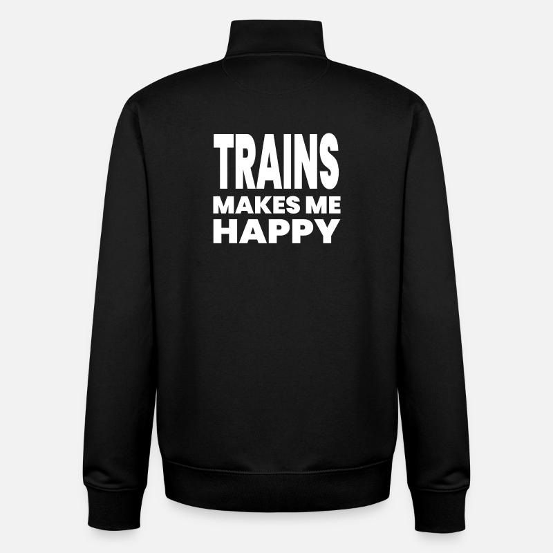 Trains - Sweat zippé unisexe en coton bio Stanley/Stella - noir