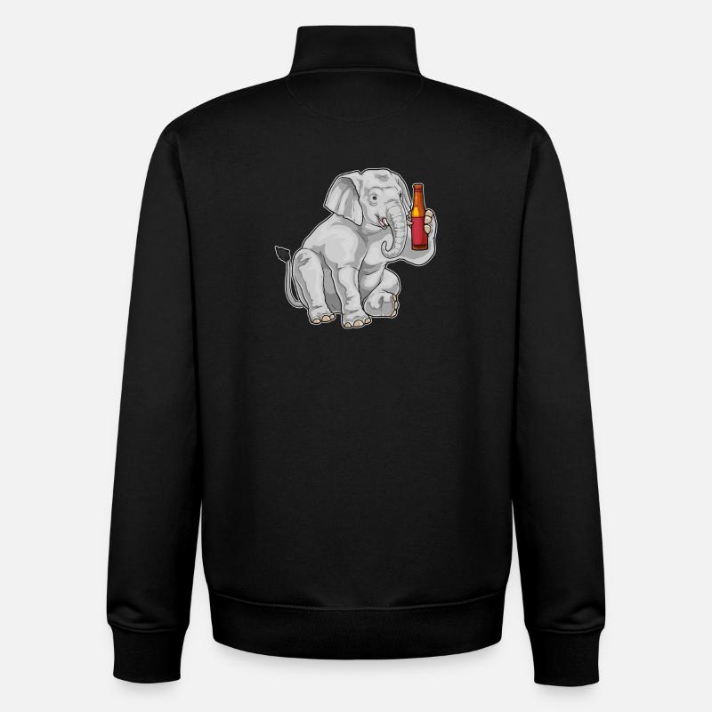 Elephant bouteille de bière - Sweat zippé unisexe en coton bio Stanley/Stella - noir