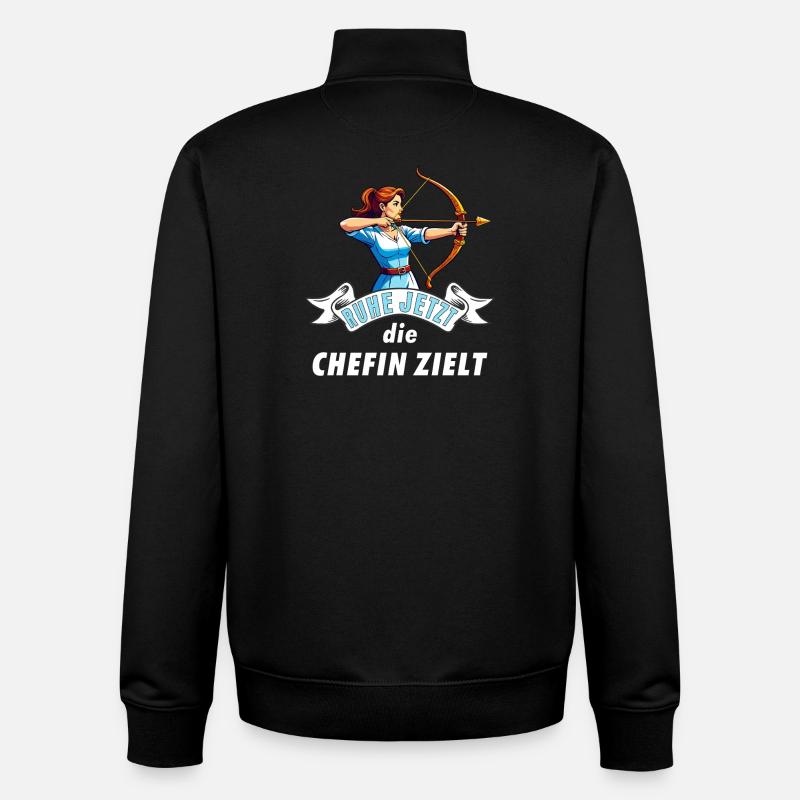 Bogenschützin Chefin zielt - Unisex Organic Zip Sweatshirt von Stanley/Stella - Schwarz