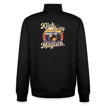 Klick Fertig Magisch Retro-kamera-enthusiasten - Unisex Organic Zip Sweatshirt von Stanley/Stella - Schwarz - Hinten - AI Model Male 185 light (185cm)