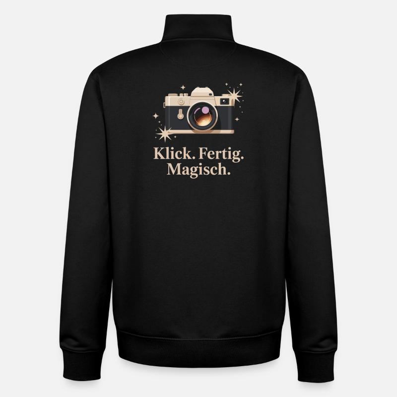 Click Done Magical Retro Camera Enthusiasts - Unisex Organic Zip Sweatshirt by Stanley/Stella - black