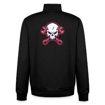 Skull & Wrenches – Für echte Schrauber - Unisex Organic Zip Sweatshirt von Stanley/Stella - Schwarz - Hinten - AI Model Male 185 light (185cm)