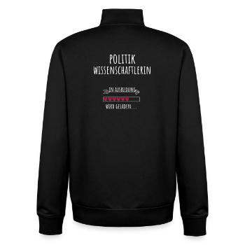 Politologue, Science politique - Sweat zippé unisexe en coton bio Stanley/Stella - noir - Dos - AI Model Male 185 light (185cm)
