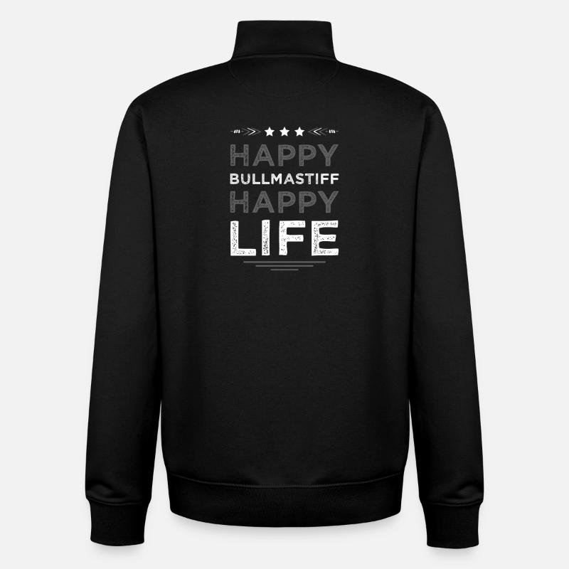 La vie heureuse de Bullmastiff - Sweat zippé unisexe en coton bio Stanley/Stella - noir