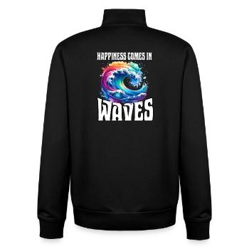 Le bonheur vient par vagues - Sweat zippé unisexe en coton bio Stanley/Stella - noir - Dos - AI Model Male 185 light (185cm)